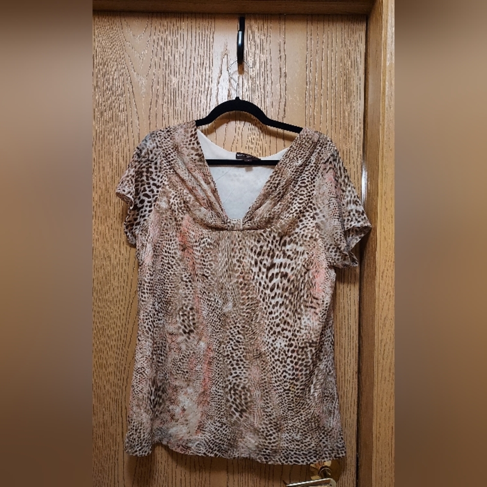 Y2k Pink Nude Leopard Print Top Plus Size